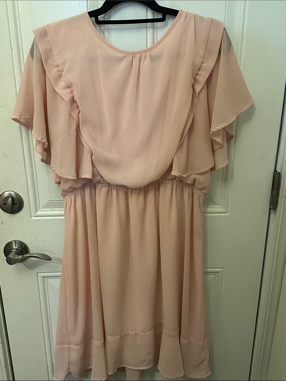 Blush Pink Flutter Sleeve Chiffon Dress plus size 2x coquette dress cottagecore